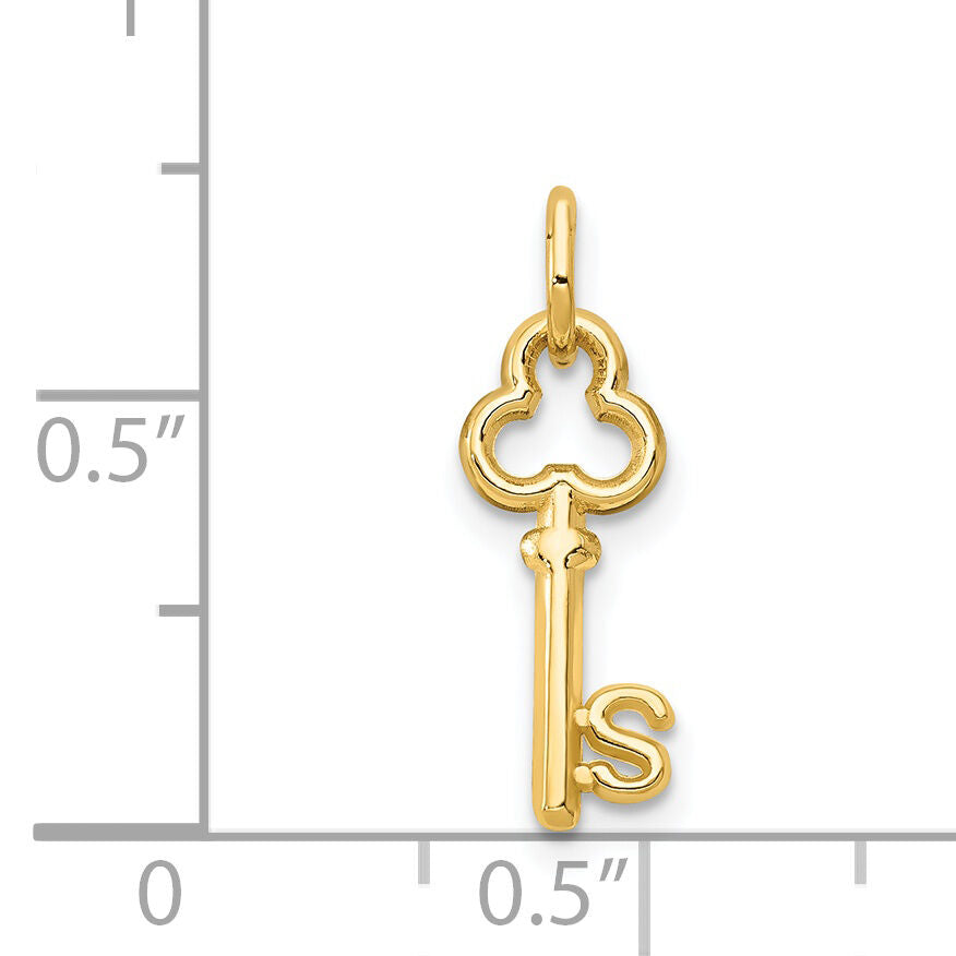 14k Key Letter S Initial Charm-K3442S
