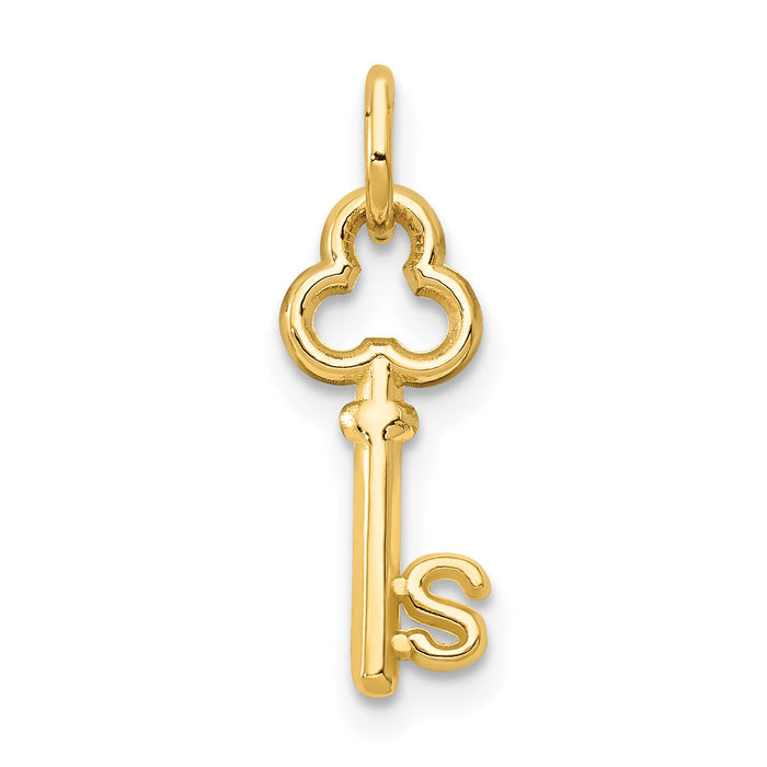14k Key Letter S Initial Charm-K3442S