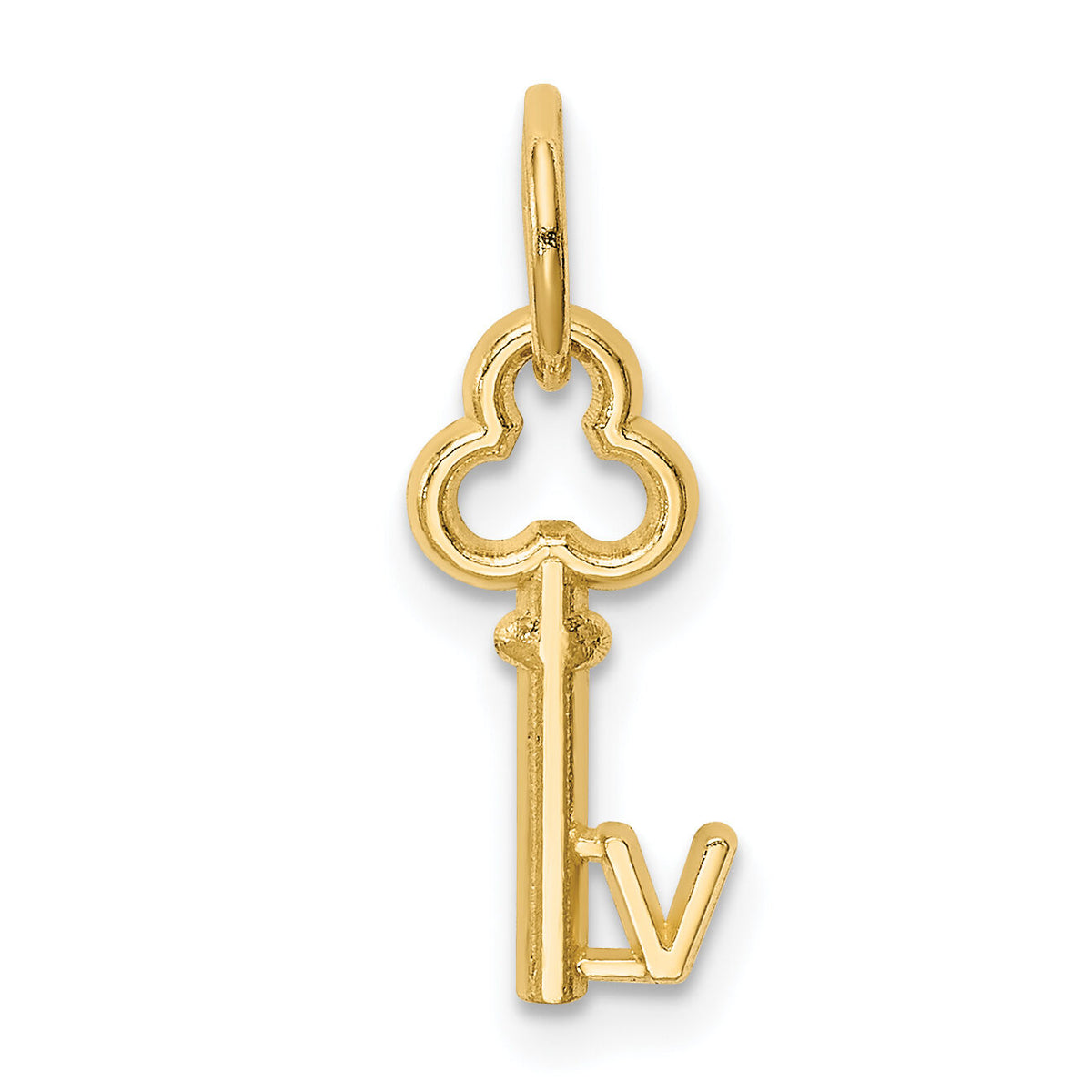 14k Key Letter V Initial Charm-K3442V