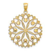 14k and White Rhodium Diamond-cut Flower Pendant-K3452