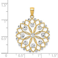 14k and White Rhodium Diamond-cut Flower Pendant-K3452