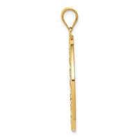 14K and Rhodium Diamond-cut Circle Pendant-K3484