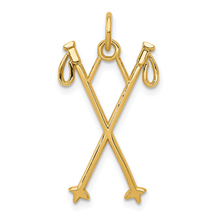 14k Ski Poles Charm-K3542