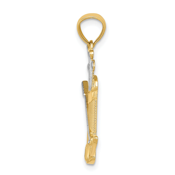 14k and Rhodium Golf Bag Pendant-K3551