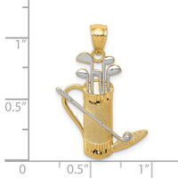 14k and Rhodium Golf Bag Pendant-K3551