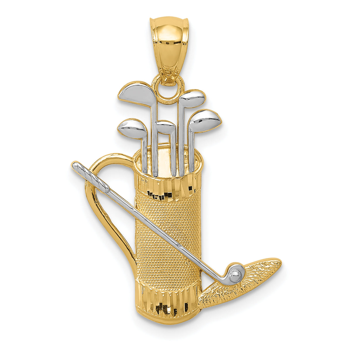 14k and Rhodium Golf Bag Pendant-K3551