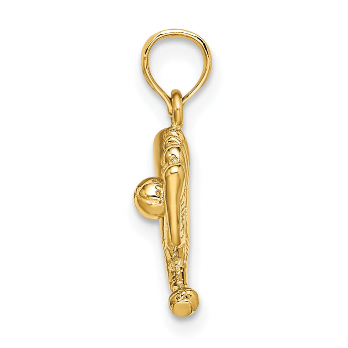 14K Baseball, Bat and Glove Charm-K3572