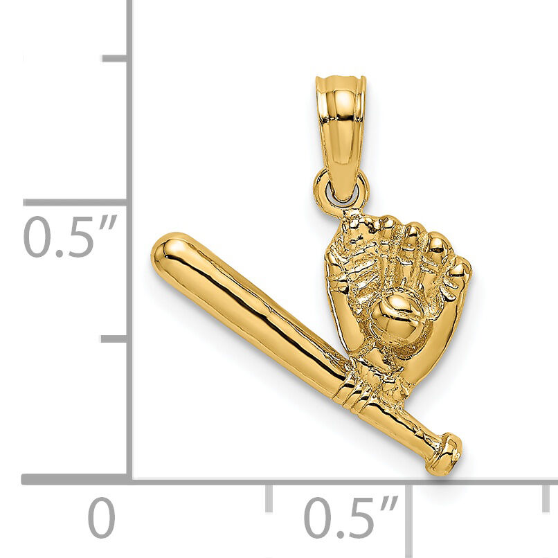 14K Baseball, Bat and Glove Charm-K3572