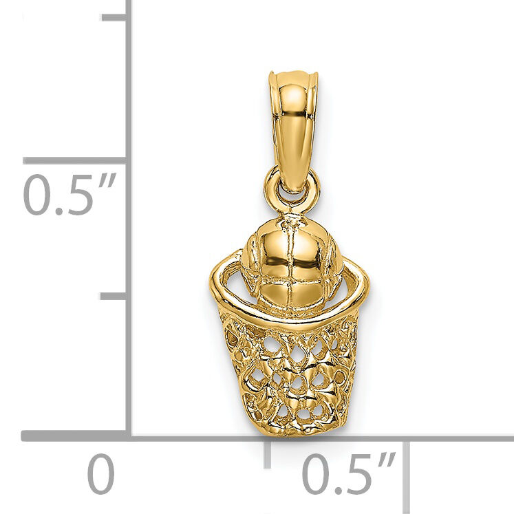 14k Basketball w/Net Charm-K3592