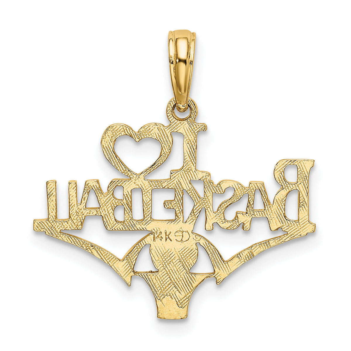 14K I HEART BASKETBALL w/Ball and Net Charm-K3595