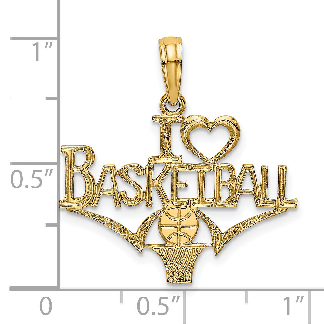 14K I HEART BASKETBALL w/Ball and Net Charm-K3595