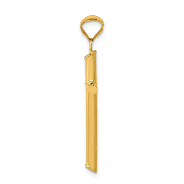 14k 3-D Polished Hollow Cross Pendant-K3606