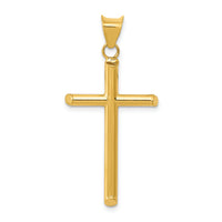14k 3-D Polished Hollow Cross Pendant-K3606