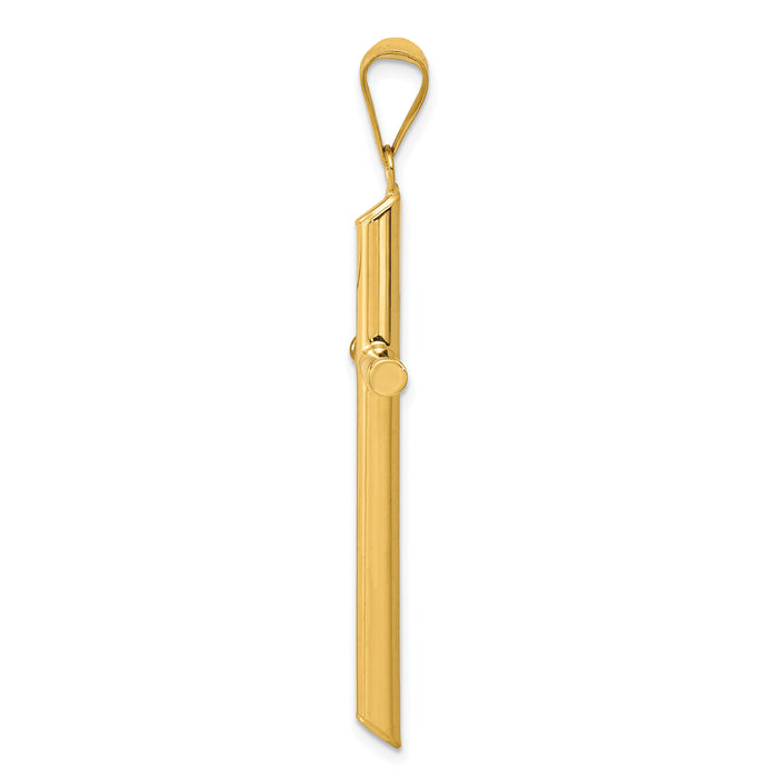 14k 3-D Polished Hollow Cross Pendant-K3608