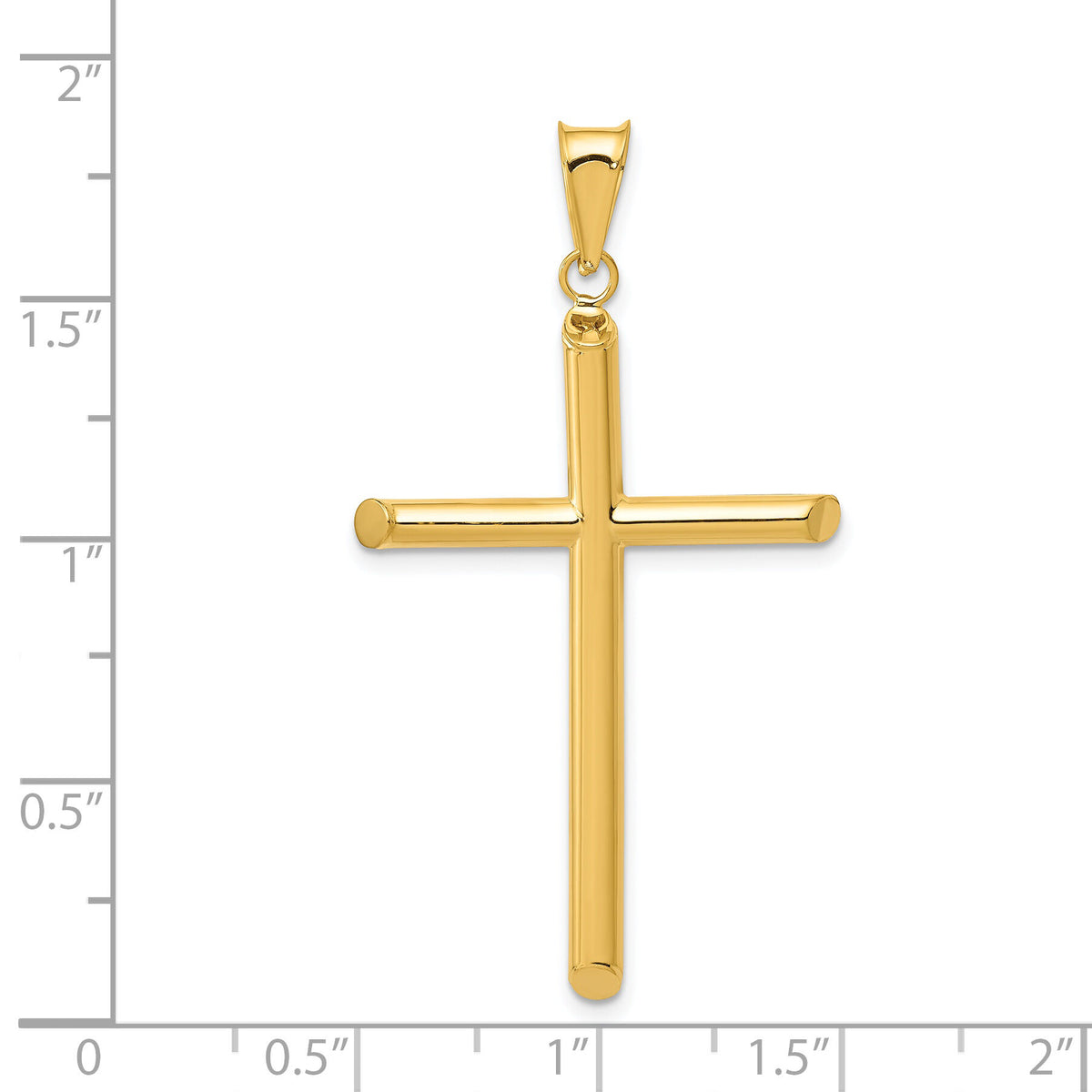 14k 3-D Polished Hollow Cross Pendant-K3608