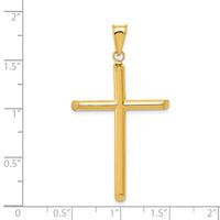 14k 3-D Polished Hollow Cross Pendant-K3608