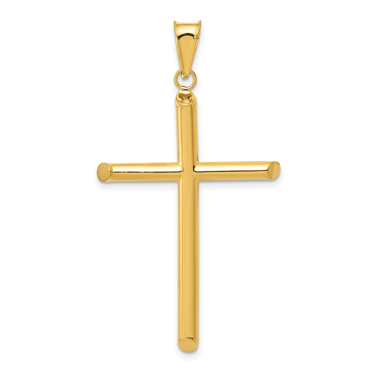 14k 3-D Polished Hollow Cross Pendant-K3608