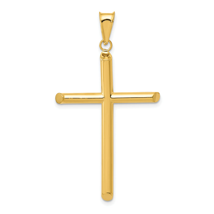 14k 3-D Polished Hollow Cross Pendant-K3608