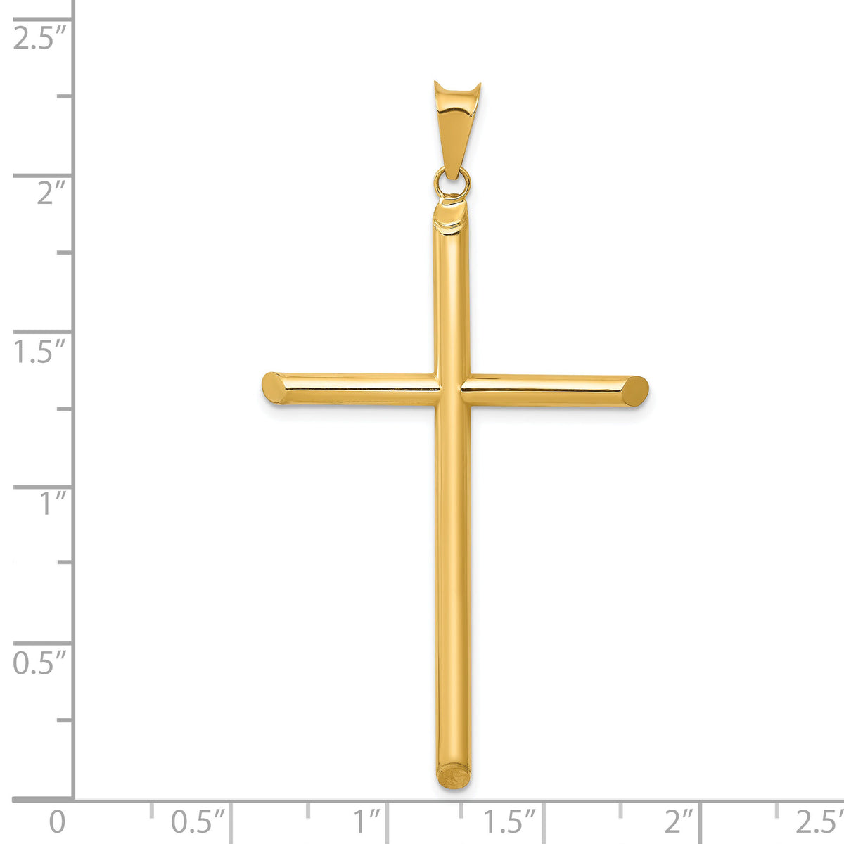 14k 3-D Polished Hollow Cross Pendant-K3609