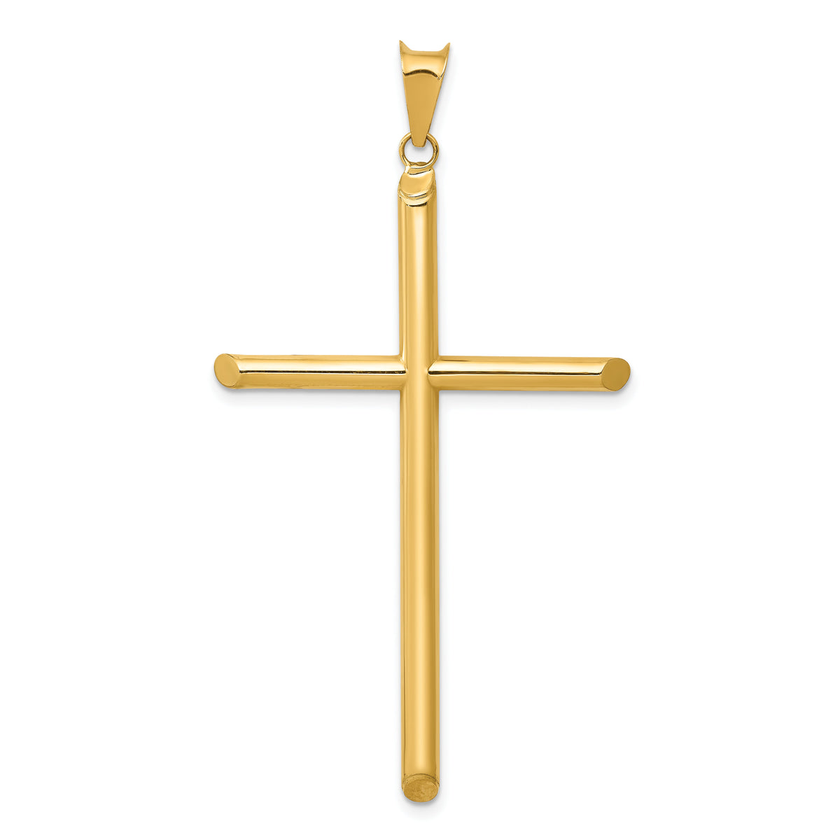 14k 3-D Polished Hollow Cross Pendant-K3609