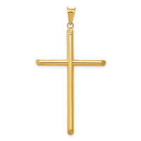 14k 3-D Polished Hollow Cross Pendant-K3609