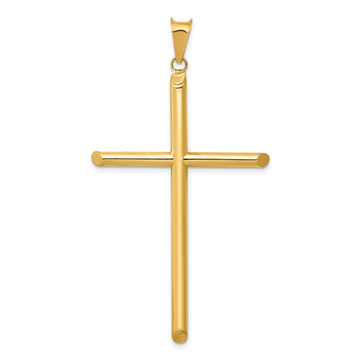14k 3-D Polished Hollow Cross Pendant-K3609