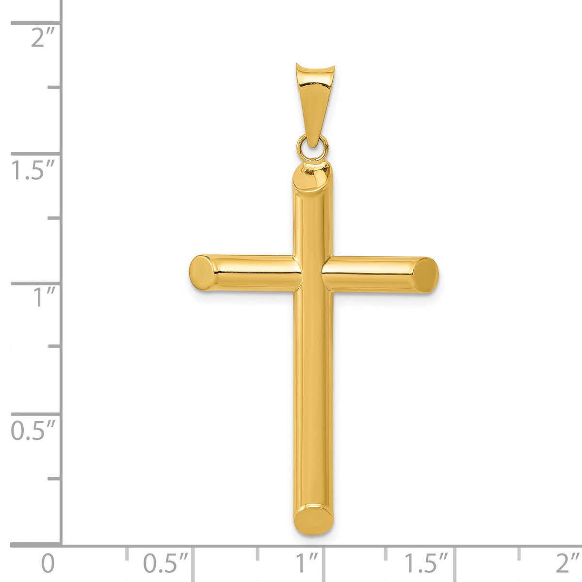 14k 3-D Polished Hollow Cross Pendant-K3611
