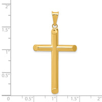 14k 3-D Polished Hollow Cross Pendant-K3611