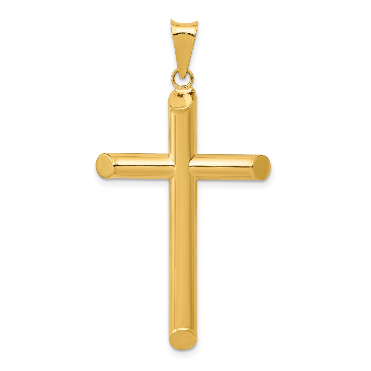 14k 3-D Polished Hollow Cross Pendant-K3611