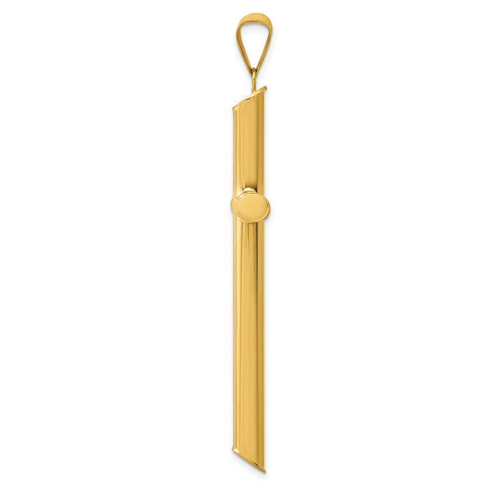 14k 3-D Polished Hollow Cross Pendant-K3612