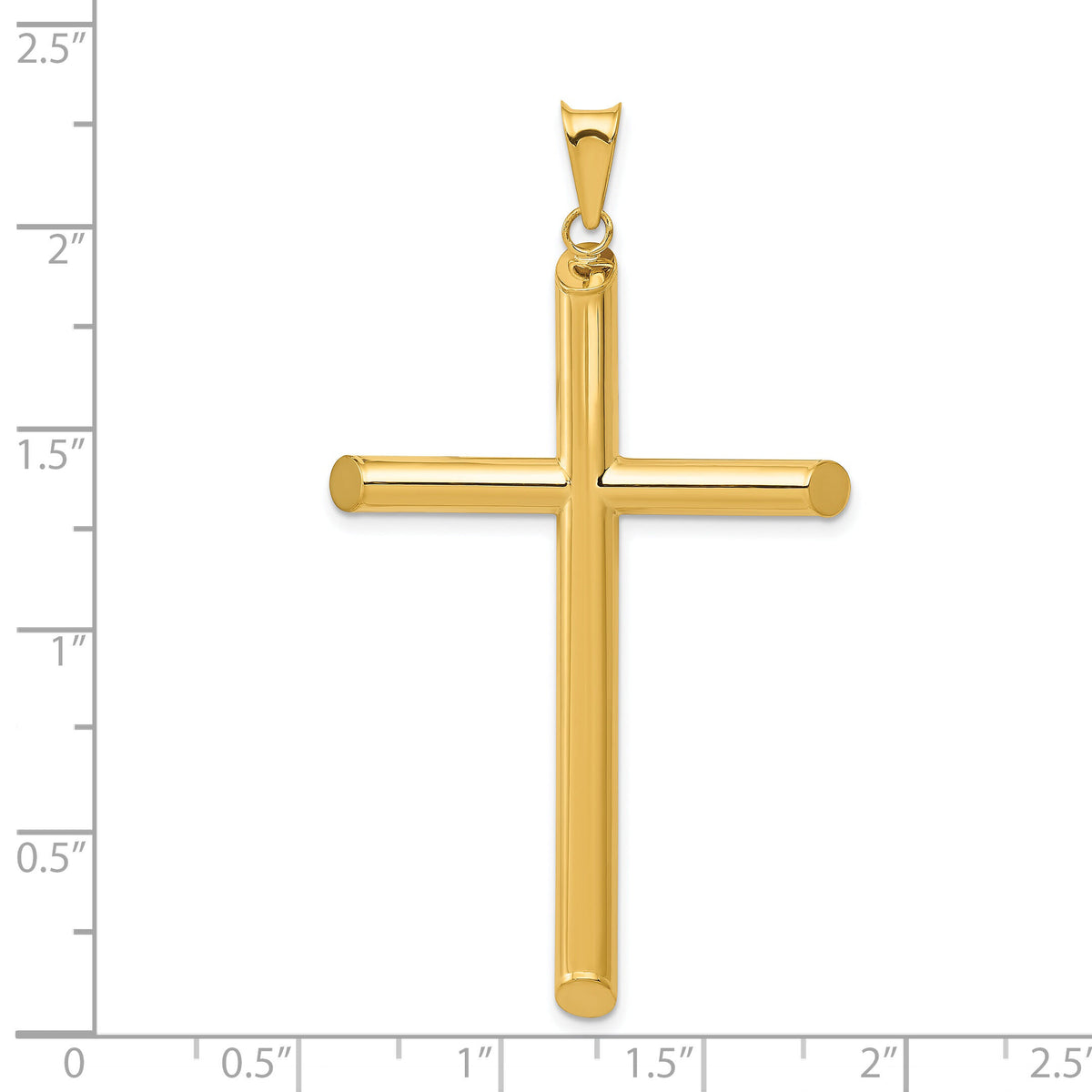 14k 3-D Polished Hollow Cross Pendant-K3612