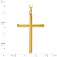 14k 3-D Polished Hollow Cross Pendant-K3612