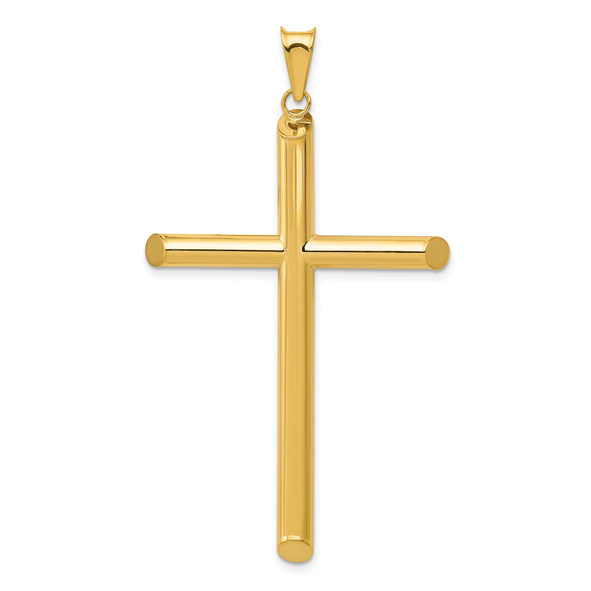 14k 3-D Polished Hollow Cross Pendant-K3612