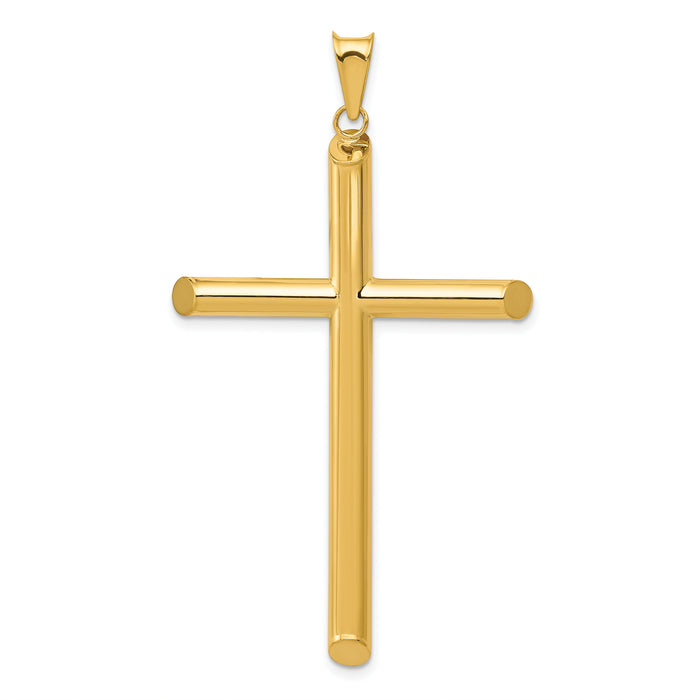 14k 3-D Polished Hollow Cross Pendant-K3612