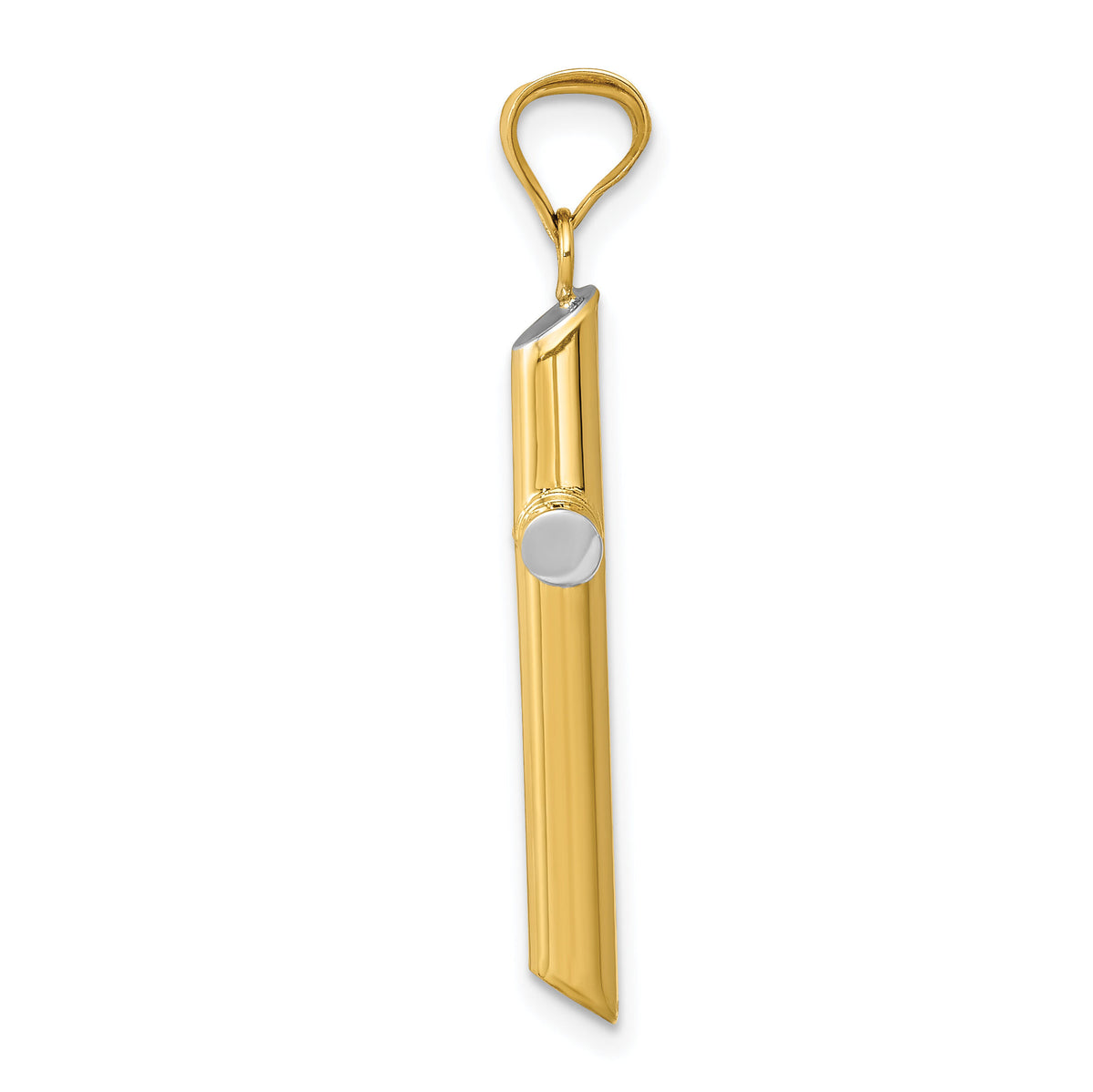 14k w/Rhodium 3-D Hollow Cross Pendant-K3616
