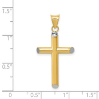 14k w/Rhodium 3-D Hollow Cross Pendant-K3616