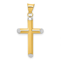 14k w/Rhodium 3-D Hollow Cross Pendant-K3617