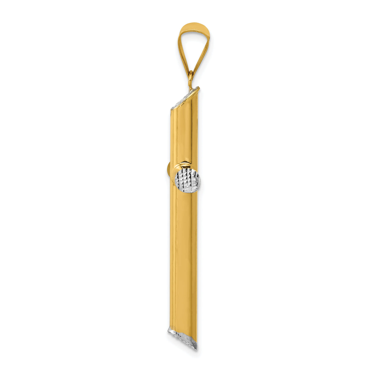 14K W/Rhodium 3-D Hollow D/C Cross Pendant-K3622