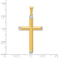 14K W/Rhodium 3-D Hollow D/C Cross Pendant-K3622