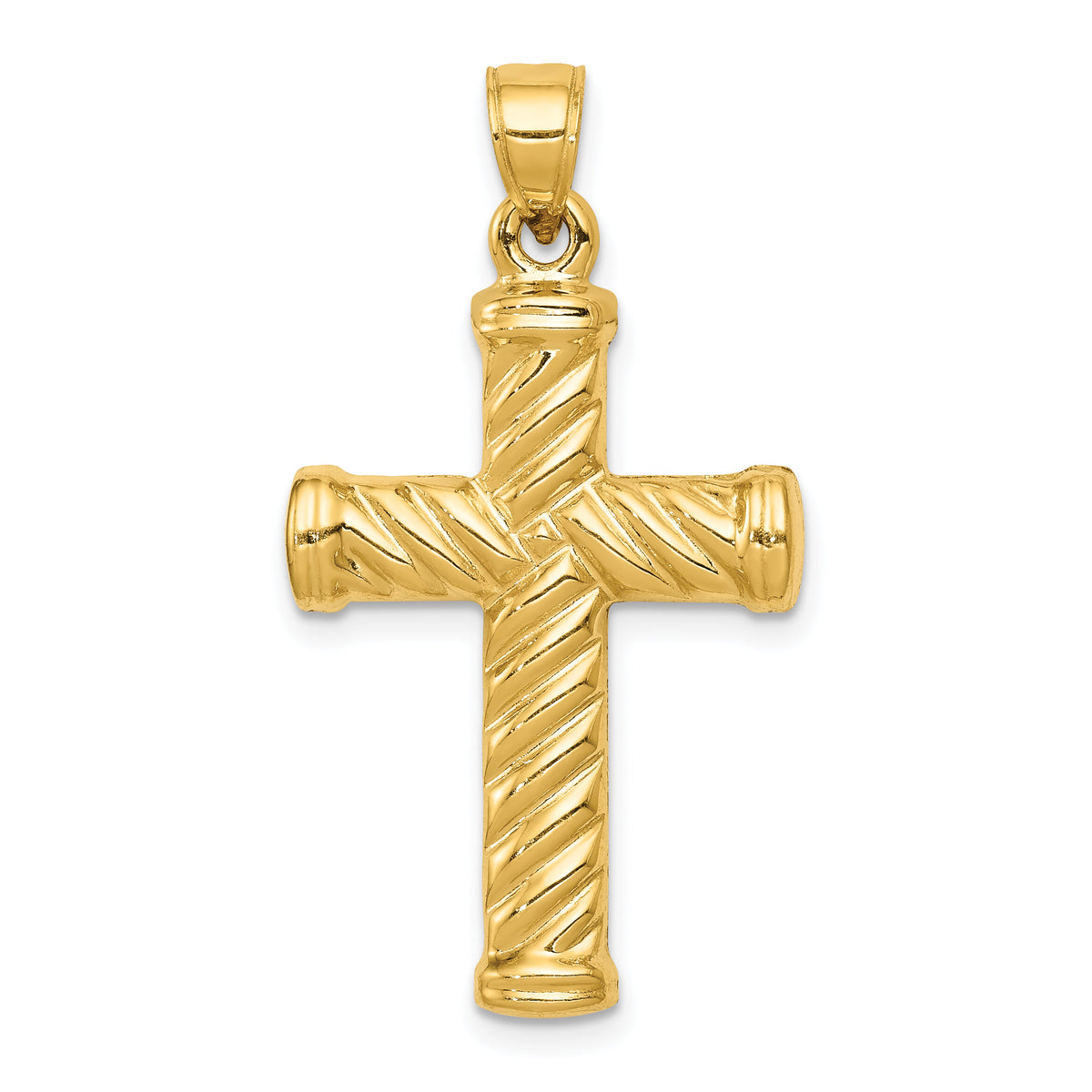 14k Reversible Diamond-cut Cross Pendant-K3630