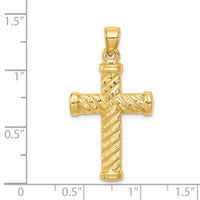 14k Reversible Diamond-cut Cross Pendant-K3630