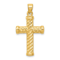 14k Reversible Diamond-cut Cross Pendant-K3630