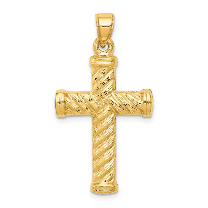 14k Reversible Diamond-cut Cross Pendant-K3630