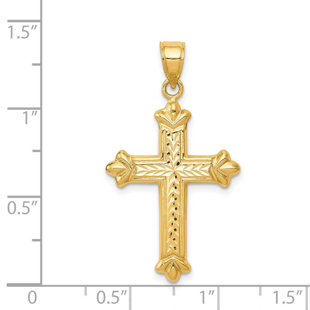 14k Reversible Diamond-cut Cross Pendant-K3631