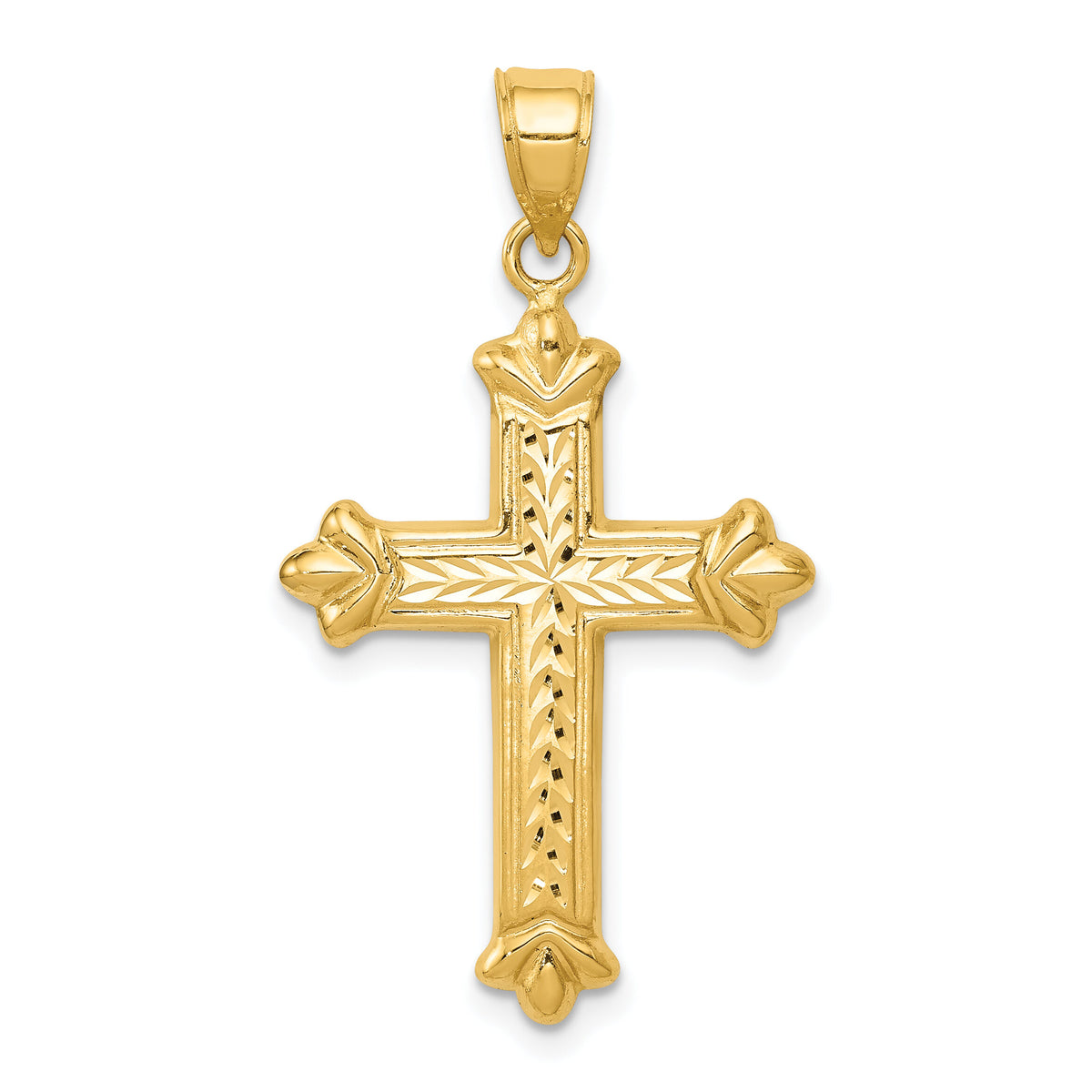 14k Reversible Diamond-cut Cross Pendant-K3631