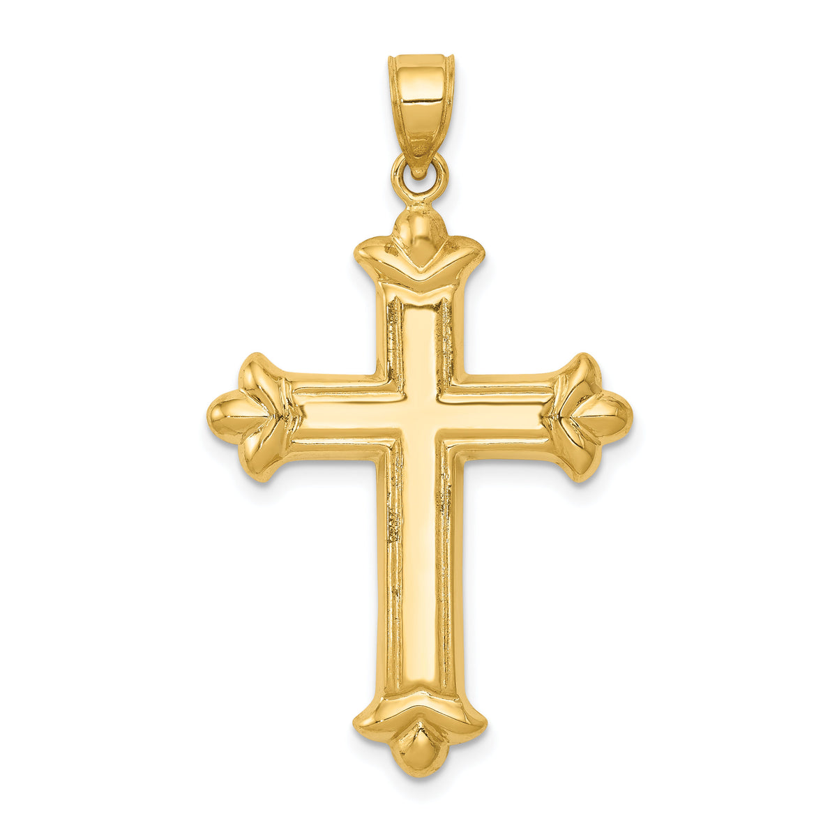 14k Reversible Diamond-cut Cross Pendant-K3632