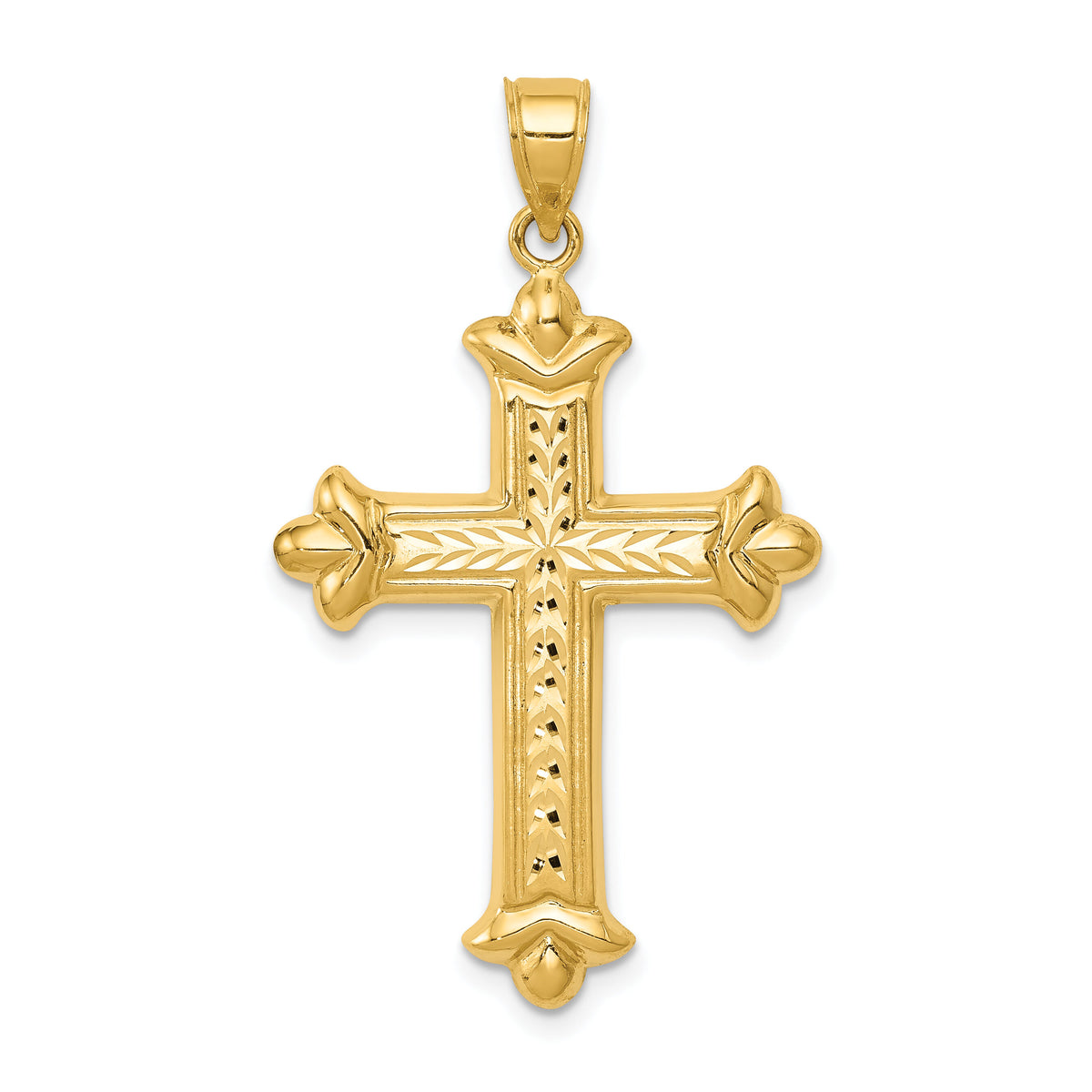 14k Reversible Diamond-cut Cross Pendant-K3632