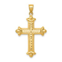 14k Reversible Diamond-cut Cross Pendant-K3632