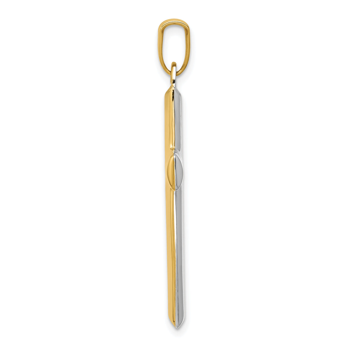 14K W/Rhodium Reversible Yellow/White Cross Pendant-K3636