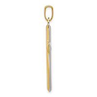 14K W/Rhodium Reversible Yellow/White Cross Pendant-K3636